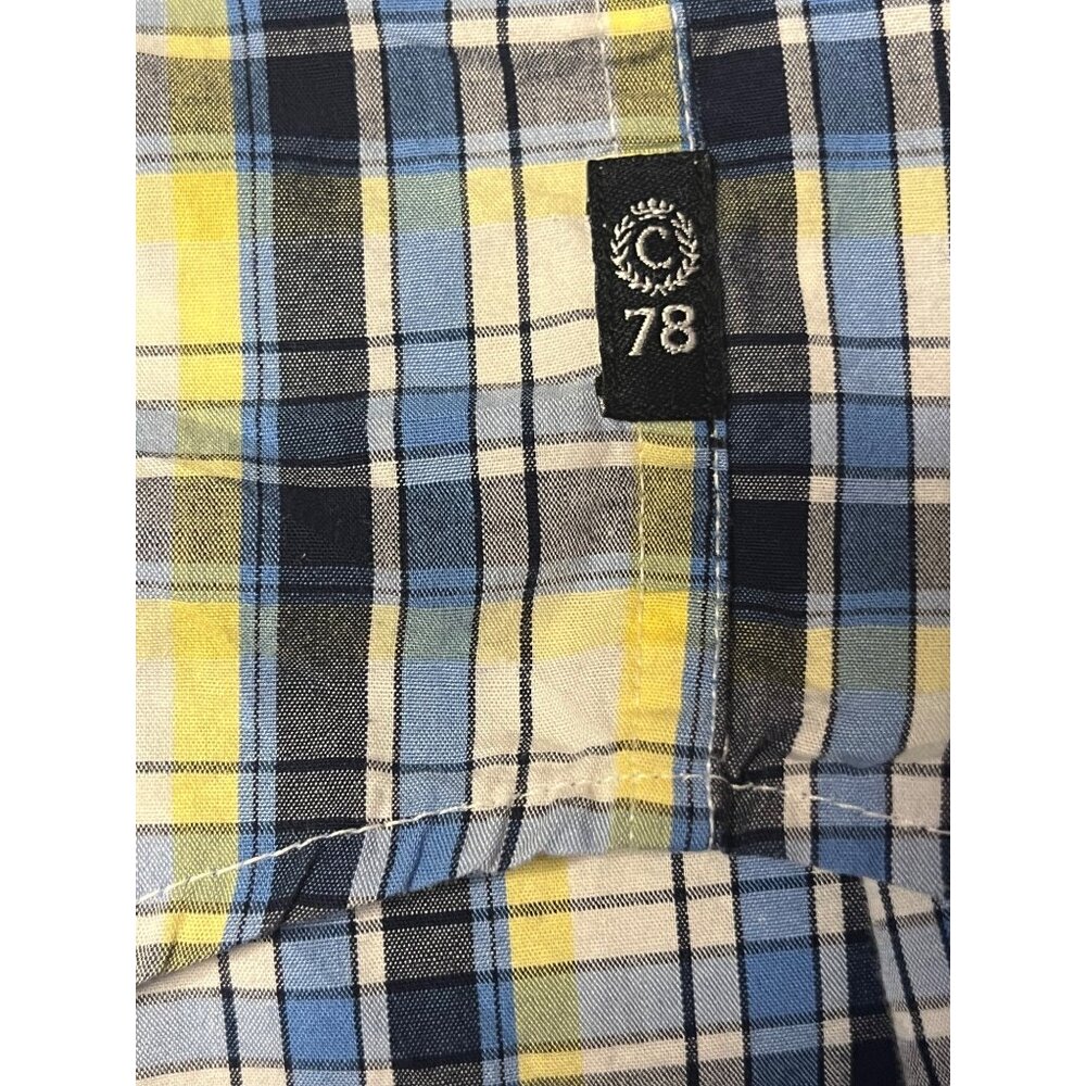 Chaps Men Yellow & Blue Plaid Button-Down Shirt XL 100% Cotton Long Sleeve - Picture 3 of 16
